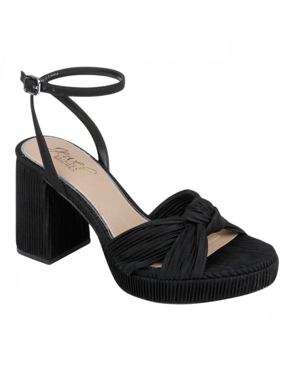 Jewel Badgley Mischka Tyler Black Chunky Ankle Strap Platform Sandals Size 8